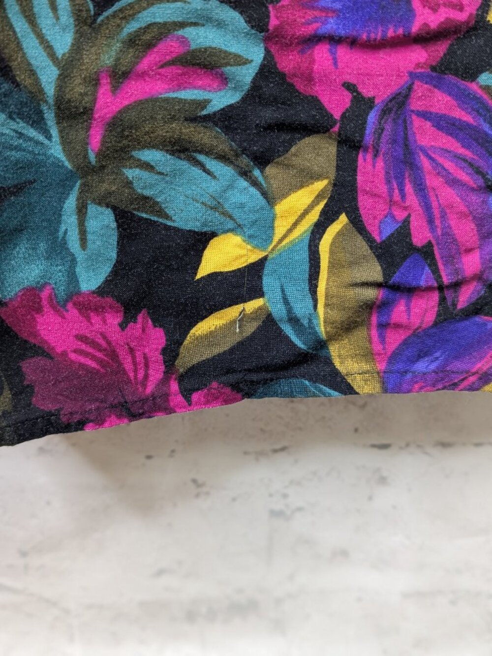 90s Notations M/L Vintage Floral Iris Print Button Up Top Purple Multi-Colored - Picture 5 of 5